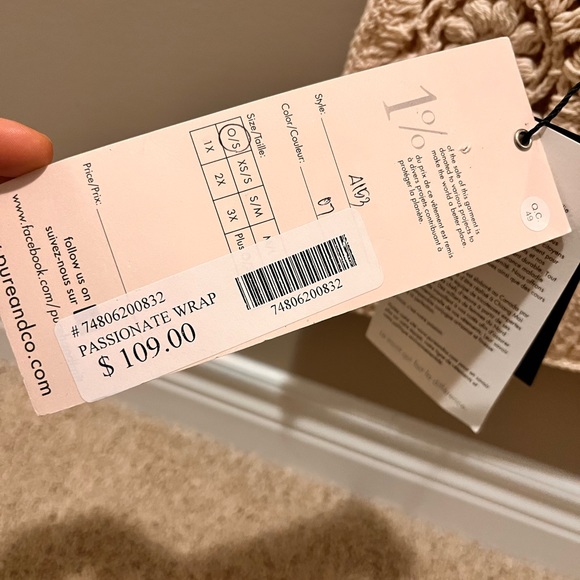 NWT Pure Handknit Made in Canada Crochet Passionate Wrap Shawl Scarf 100% Cotton - Picture 5 of 13